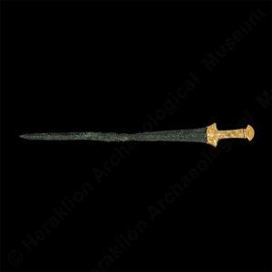 Sword with gold-plated hilt from Zafer Papoura, Knossos, 1450-1350 BC.