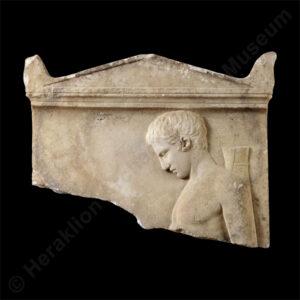 Funerary stele of young archer from Agia Pelagia, 5th-4th c. BC.